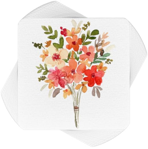 PH PandaHall 100pcs Carreaux de Papier Blanc Carrés 9x9cm Carreaux de Papier Aquarelle de Qualité Artistique en Pâte de Coton pour Cartes de Vœux et Dessin à L'Aquarelle