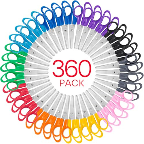 360 Pack Kids Scissors, 5 Inch Bulk Scissors for School, Blunt Tip for Child Student Teacher, School Supplies Craft Cutting Paper, Kids Safety for Preschool Classroom Office Home