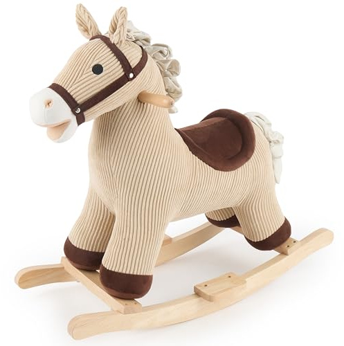 BIECO Cavallo a dondolo in peluche Lucky 68 cm | Sedia a dondolo per bambini | Balançoire per neonati | dondolo per bambini a partire da 1 anno | Giocattolo a dondolo in legno a partire dal 1° anno