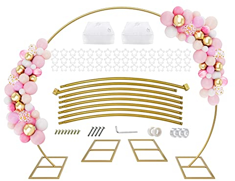 PILIN Balloon Arch Kit Metal Balloon Arch Stand Semicircular Arch for Birthday, Party,Wedding Decoration 2.7M GOLD