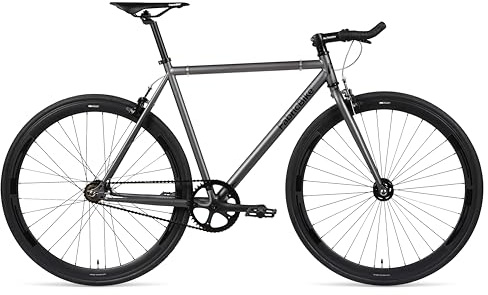 FabricBike- Bicicleta Fixie, piñon Fijo, Single Speed, Cuadro Hi-Ten Acero, 10Kg (L-58cm, Graphite)