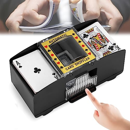 Wowlela Kartenmischmaschine Elektrische, 2 Decks Batteriebetriebener Automatischer Kartenmischer, Kartenmischmaschine für Heimkartenspiele, Poker, Spielkarten, Rommé, Blackjack