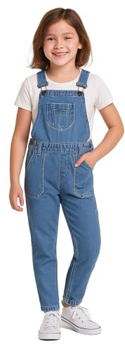 A2Z 4 Kids Girls Denim Dungaree Ripped Jeans Full Length - Dungaree D83 Light Blue 7-8