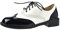 PIVAPAM Damen-Sattelschuhe mit Flügelspitze, klobiger Absatz, Lackleder, Vintage-Brogue-Schnürung, zweifarbig, Schwarz und Weiß, Schwarz Lack, 40.5 EU