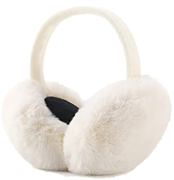 IHCEMIH Ohrenschützer Damen-Ohrenschützer Winterzubehör Flauschig Plüsch Erwachsene Outdoor Thermo-Ohrenwärmer Skifahren Laufen Ohren Schutz vor Wind Kalt Modisches Geschenk für Mädchen Damen Weiß