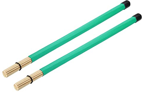 sourcing map Bambou Tambour Bâton Brosses Baguettes Tambour Brosse pour Jazz Acoustique Performances Musique Amant Percussion 1 Paire Vert