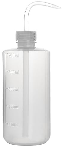 stonylab kemisk tvättflaska (1-pack), LDPE säkerhetslabb-klämflaska med smal mynning och gradering, 500 ml (16 oz)