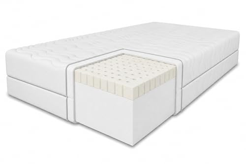 Matelas en latex Memory 120 x 200 cm, hauteur 11 cm, dureté H3, couleur : blanc, avec housse