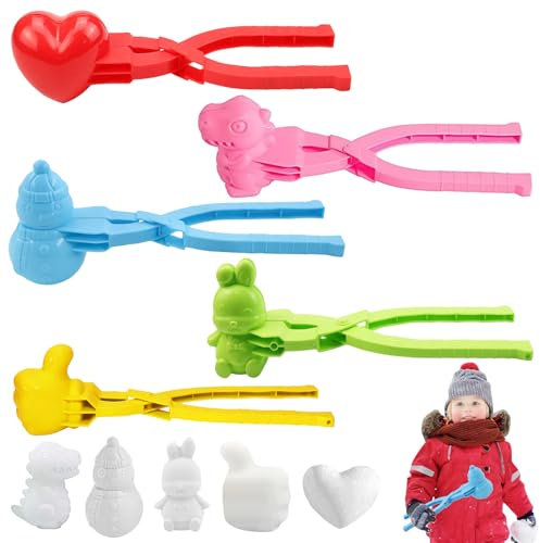 Schneeballzange, 5 Stück Schneeball Former, Schneespielzeug Kinder, Schneeballeneisen, Winter Schneeball Maker, Schnee Sand Spielzeug, Winter Outdoor Spielzeug für Kinder Schneeballschlacht Spiele