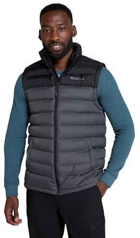 Mountain Warehouse Seasons Mens Padded Puffer Gilet | Water Resistant Body Warmer, Sleeveless Jacket with 2 Pockets, Insulated for Warmth, Ideal for Autumn, Winter, Layering