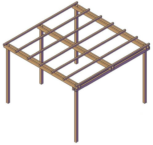 Pergola de jardin 240 x 240 cm, en bois de pin imprégné classe 4, personnalisable