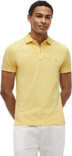 Tommy Hilfiger Polo de Manga Corta Hombre 1985 Slim Slim Fit, Amarillo (Citronella), M
