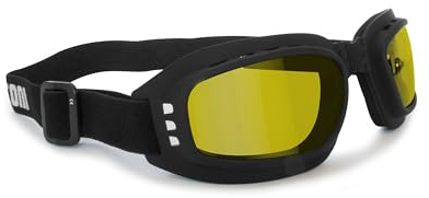 BERTONI Gafas Fotocromáticas para Moto y Deportes Extremos - Elásticos Regulables - Ventiladas - mod. 112 (Lentes Fotocromáticas Polarizadas Amarillas)