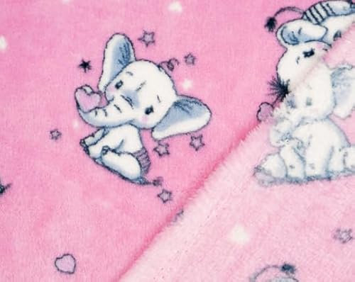 PinkZebra Kuscheldecke Baby Decke 70 x 100 cm, Tagesdecke, Buggy Decke, Fleecedecke, Babydecke für Kinderwagen Überwurfdecke Flauschig, Elefant