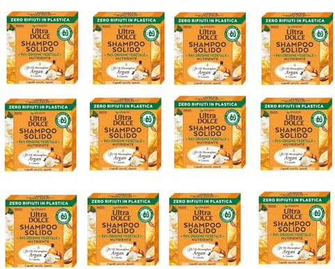 Garnier Ultra Dolce Shampoo Solido Nutriente A Base Vegetale Per Capelli Secchi e Spenti Con Olio Di Argan e Camelia 60 Gr 12 Unità