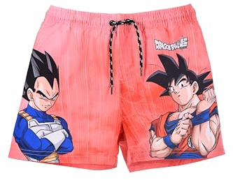 Dragon Ball Z Bañador para Niño, Goku Bermudas Shorts de Baño Bañador de Natación Infantil, Talla 10 Años | Rojo