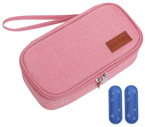 Sac isotherme pour lait maternel avec 2 blocs réfrigérants en tissu Oxford isotherme avec lanière et fermeture éclair étanche 21,1 x 10,9 x 6,6 cm