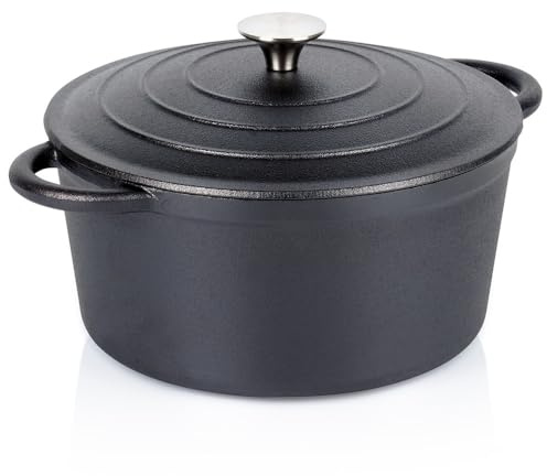 Vilde Cast Line 24 cm, 3,9 l, Pentola in Ghisa con Coperchio, Universale, per Carne, Zuppa, Arrosti