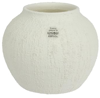 Jarrón de terracota, 20 x 16 cm, forma esférica, con diseño rugoso, reciclado y hecho a mano, jarrón decorativo, jarrón de mesa estable, decoración de salón, jarrón de cerámica moderno, jarrón para