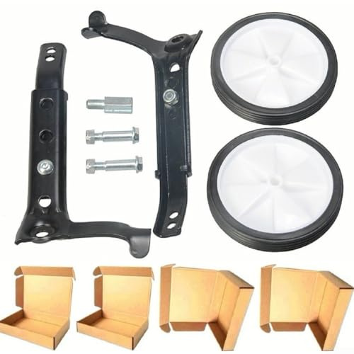 Kids For Bike Stabilisers Training Wheels for 16 18 20 22 24 Inch Children For Bicycle, Adjustable Height Plastic and Iron Support Set with Hardware, Black and Silver(black)