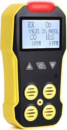 Detector de 4 Gases | O2, CO, H2S, LEL | EU Certificado de Calibración. | Recarga USB | Alarmas sonoras, visuales y por vibración | Pantalla Grande con retroiluminación |
