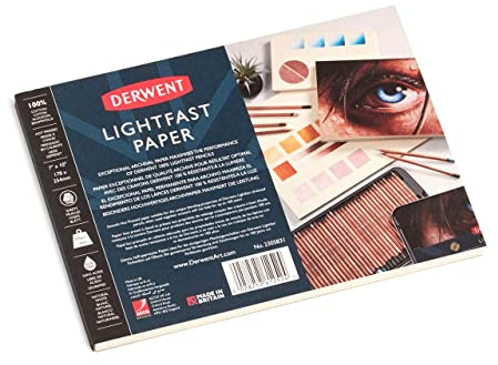 Derwent Lightfast Papierblock 178 x 254 mm, 300 g/m², 20 Blatt Papier, Glatte heißgepresste Oberfläche, Säurefrei, Ideal fürs Zeichnen und Malen, Professionelle Qualität, 2305831