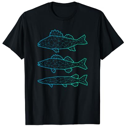 Raubfisch Angeln Polygon Barsch Zander Hecht Angler T-Shirt