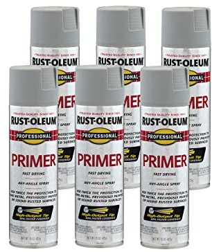 Rust-Oleum 7582838-6PK Professional Primer Spray, 15 Oz, Flat Gray, 6 Pack