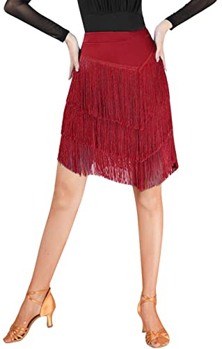 Jupe à Franges de Latine pour Fille et Femme Danse du Ventre Écharpe de Danse Latine Tango Rumba Samba