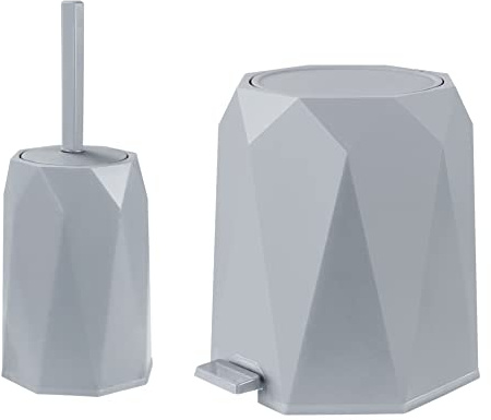 PB410 Sotufab - Juego de cubo de basura de 5 L y escobilla para inodoro, color gris