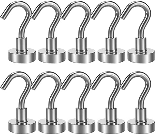 Lictin 10 Pack Magnetic Hooks, 22Lbs Heavy Duty Rare Earth Magnets with Hooks for Refrigerator, Extra Strong Cruise Hook for Hanging, Metal Magnetic Hanger for Cabins, Grill, Kitchen, Workplace