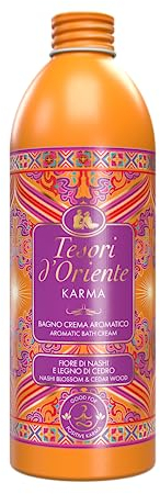 Tesori d'Oriente - Karma-Creme-Bad, Schaumbad mit blumigen Noten von Nashi und Zedernholz, reinigt sanft die Haut, entspannend, 500 ml