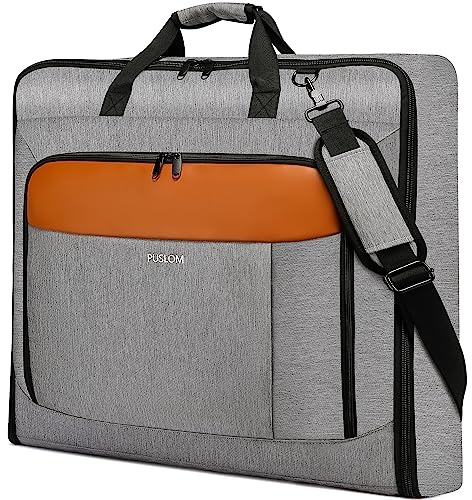 PUSLOM Borsa Porta Abiti da Viaggio Uomo per 3 Tute Borsa per Abito per Viaggi D'affari Porta Vestiti da Viaggio Bagaglio a Mano Pieghevole Borse per Indumenti da 15.6 Pollici Laptop, Grigio