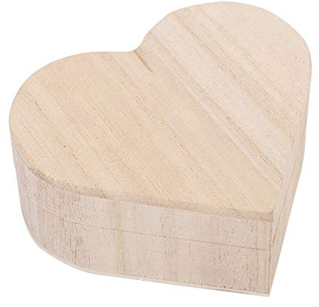 MOUMOUTEN Joyeros De Madera, Caja De Almacenamiento De Bricolaje En Forma De Corazón Con Tapa, Cajas De Artesanía De Madera Caja De Madera Sin Pintar Para Empaquetar Joyas, Pequeños Regalos, Baratijas