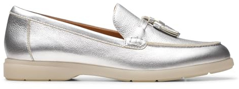 Clarks Femme Narini Edge Mocassin, Silver Leather, 40 EU