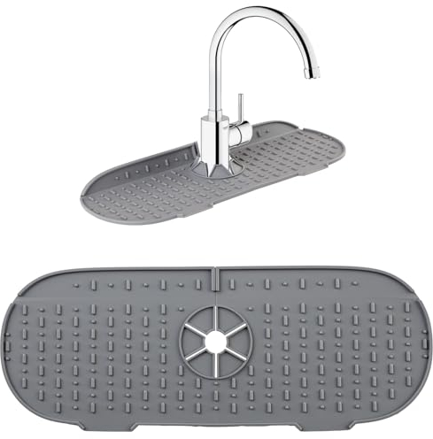 Tappetino in Silicone per Rubinetto da Cucina, Paraspruzzi, per Lavello da Cucina, Bagno, Protezione Contro Gli Schizzi, Grigio