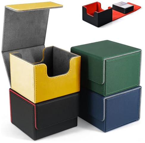 TAZZOR 4 STÜCK Deck Box für Magic the Gathering Karten, Sammelkarten Box für 100+ Karten, Magnetische Kartenbox Kompatibel mit YOG MTG Commander PTCG für Spielkarten zum Sammeln und Tauschen