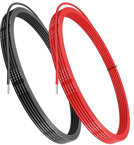 Gruiqrd 22 AWG 0,32mm² Silikon Elektrischer Draht Kabel anschließen 5 Meters [2,5 Meter schwarz, 2,5 Meter rot] Weich und flexibel, niedrige Impedanz, 60 Litzen von 0,08 mm Kupferdraht für Heimwerker