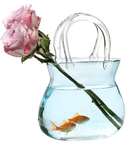 Vaso Portamonete in Vetro Trasparente Con Borsa | Ciotola Per Pesci e Fiori | Design Unico Per La Casa