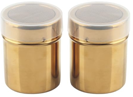 Stainless Steel Powder Shaker, 3.5 x 3inch Fine Mesh Shaker Powder Cans with Lid, Powder Sugar Shaker for Sifter Cocoa/Cinnamon Powder/Coffe/Hold Salt/Pepper (2pcs)