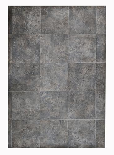 Tadi & Imperio Vinylteppich, Metalloptik, oxidiertes Grau, industrielles und Elegantes Design, für Innendekoration, 100 x 200 cm