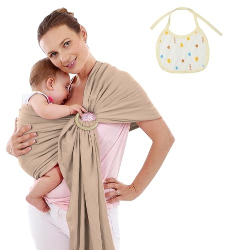Aolso Fascia Porta Bebè,Cotone Portabebè Porta Bambino,Portantina Bebè Marsupio,Neonati Copertina per Allattamento con Anelli Regolabili per Bambini 3-20 kg, Ideale Neonati da 3-36 Mesi(Cotone)