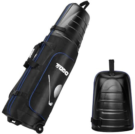 TODO Golf Reisetasche mit Räder, Golfbag tragbar für Flugzeug mit ABS Hartem Kopfteil, 1680D Heavy Duty Oxford wasserdichte & Strapazierfähige, Schutz für Schläger
