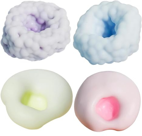 Taba Lot de 4 balles anti-stress, à presser et anti-stress, 6 cm, faites à la main, pour adultes