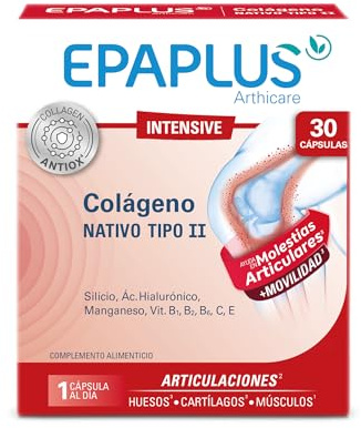 EPAPLUS Intensive – Colágeno TIPO II Nativo - 30 Cápsulas - Con Silicio, Ác. Hialurónico, Manganeso y Vitaminas B1, B2, B6, C y E