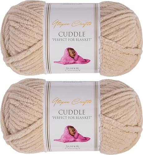 Utopia Crafts Cuddle Super Chunky Chenille Yarn Soft Amber, 100g 60m Ball, Fluffy, Soft & Easy to Use, Perfect for Crochet & Knitting, Machine Washable, Beginner-Friendly Wool Alternative - Pack of 2