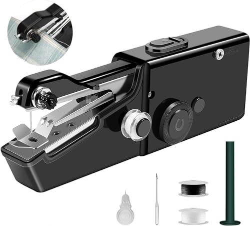 Sewing Machine Sewing Kit Accessories Embroidery Machine, focombance Mini Handheld Sewing Machine Hand Sewing Machines Electronic UK Small Portable for Quick Stitching Beginners Hand Stitching