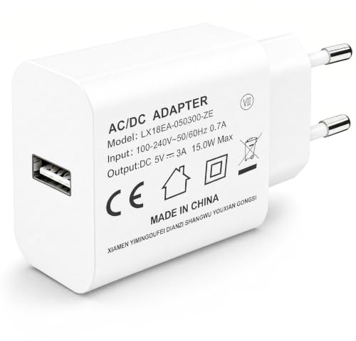 YIMINGOUFEI Cargador USB 15W 5V/3A con Enchufe Europeo Tipo C, Blanco