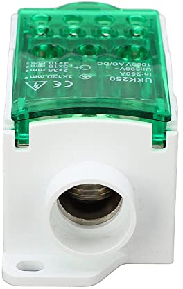 Horett Din Rail Terminal Block Junction Box, Enkelpolig 250A 690V Power | Flamskyddande PA66-skal, Mässingskontakt, för Distributionsskåp och Högspänningsskåp, 1x120mm² Ingång