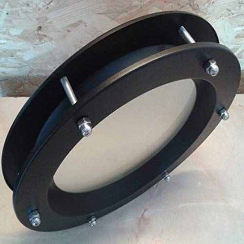 Bullauge für Tür schwarz (RAL 9005) 350 mm Glas matt Hutmuttern